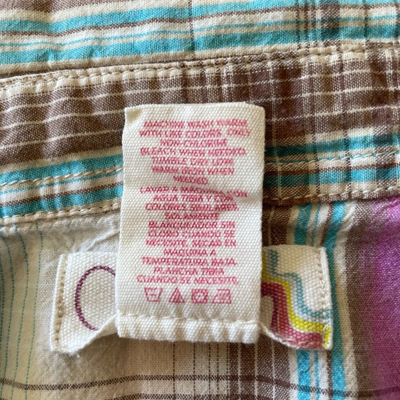 Op sleeveless button up shirt plaid design size Large 11/13 - Picture 5 of 11